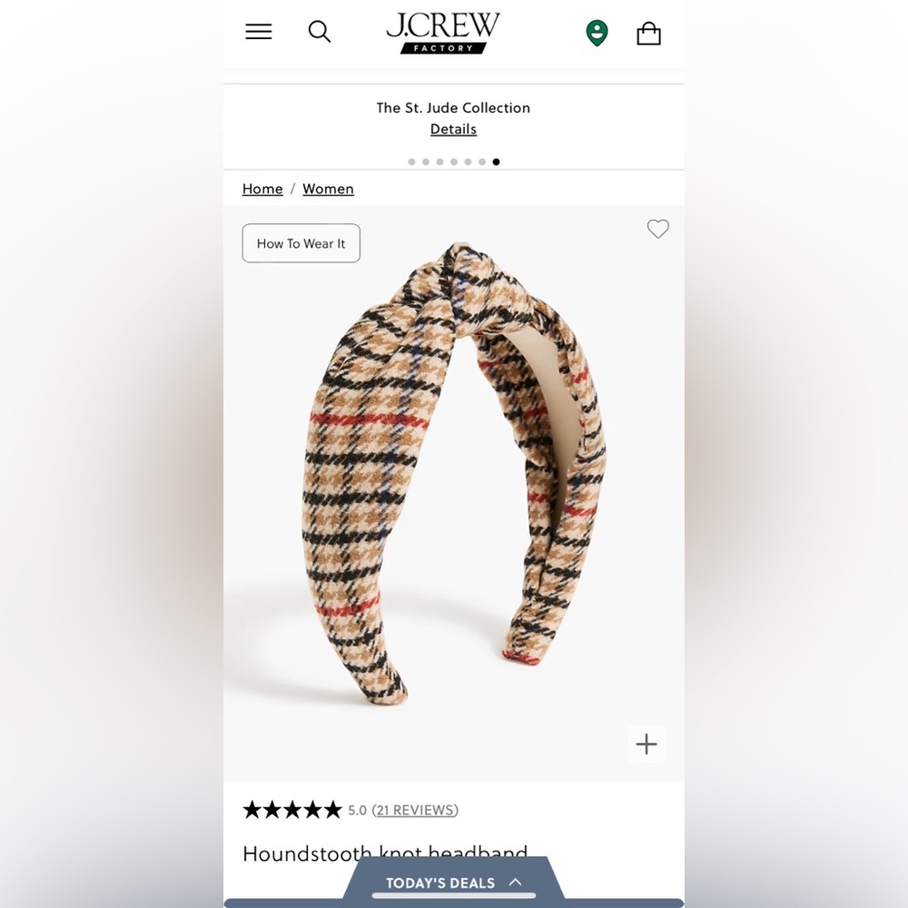 J Crew Factory Houndstooth Headband NWT